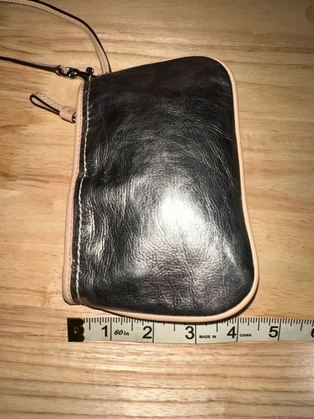 Coach Silver Metallic Wristlet with Nude Trim